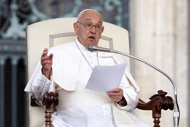 Pope Francis attends the weekly general audience, in Saint Peter Square at the Vatican, 22 May 2024