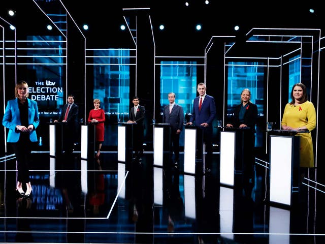 <p>Julie Etchingham hosted a particularly crowded election debate in 2019 </p>