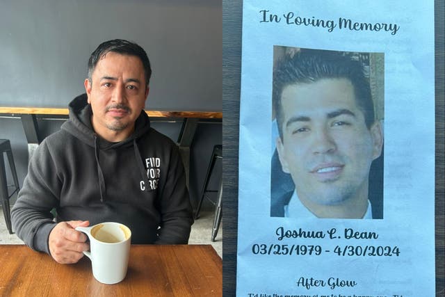 <p>Santiago Paredes, on the left, shortly before the memorial for his friend and fellow Spirit AeroSystems whistleblower Joshua Dean </p>