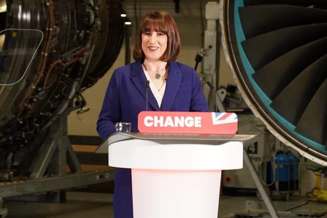 <p>Shadow chancellor Rachel Reeves delivers a speech during a visit to Rolls-Royce in Derby</p>
