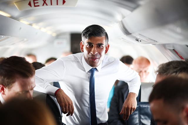 <p>Rishi Sunak on the campaign trail </p>